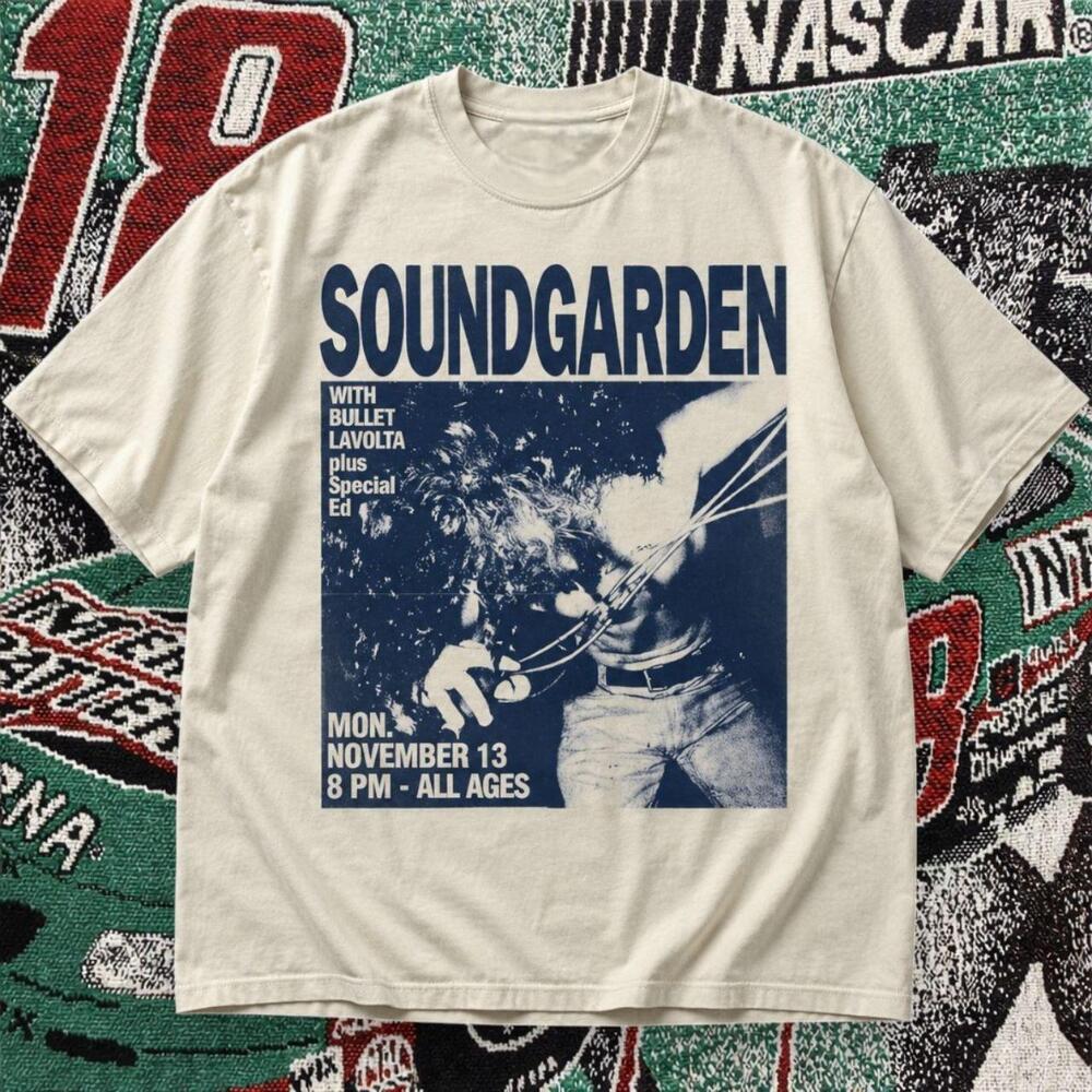 Soundgarden Concert Poster Graphic Tee White Unisex